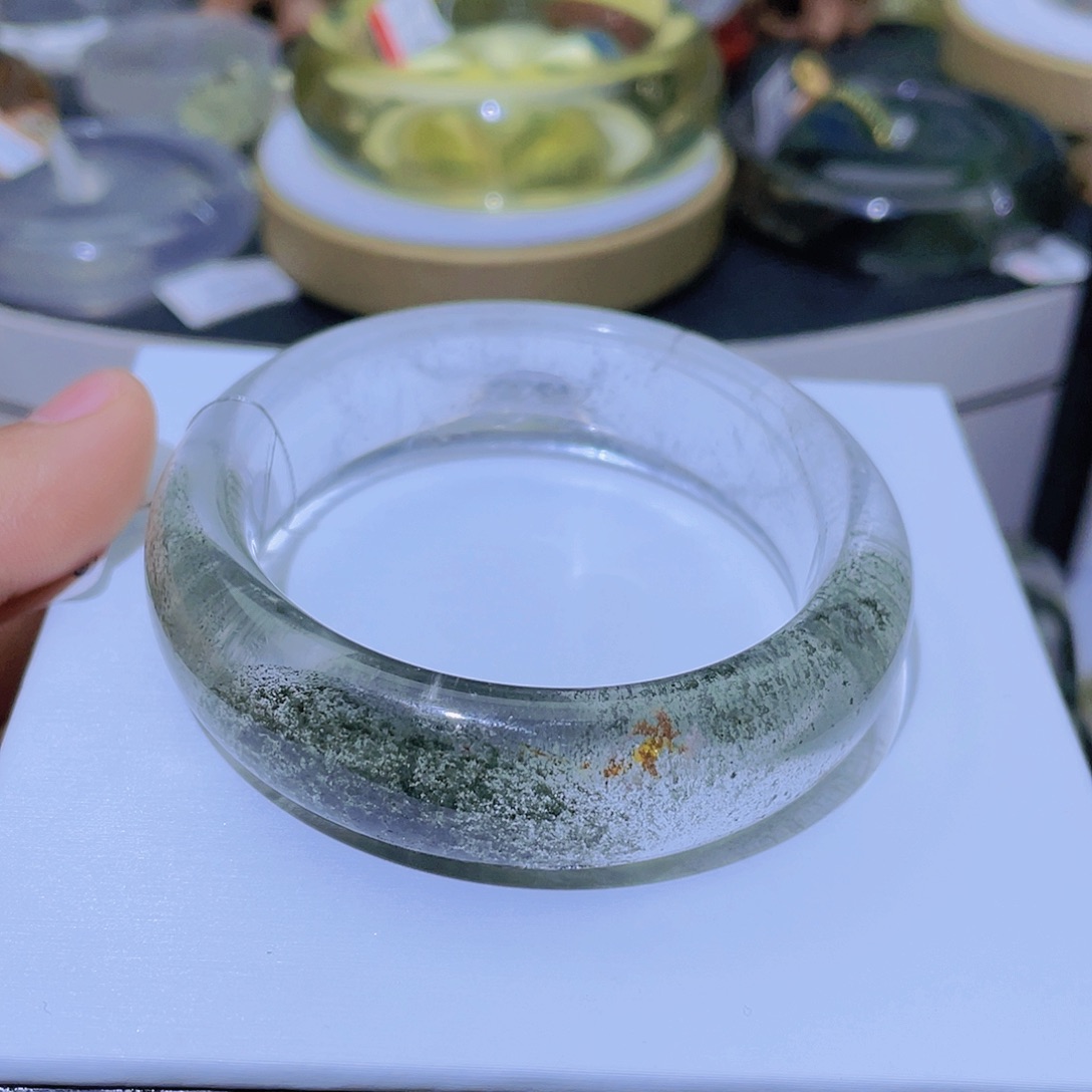 水晶手镯未镶嵌天然绿幽灵手镯
