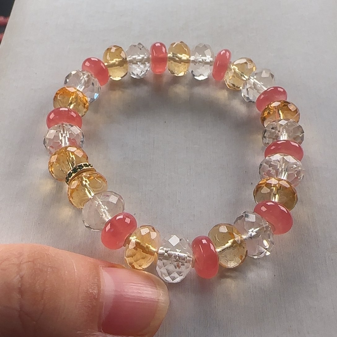 奕***安菱锰矿（红纹石）未镶嵌手串