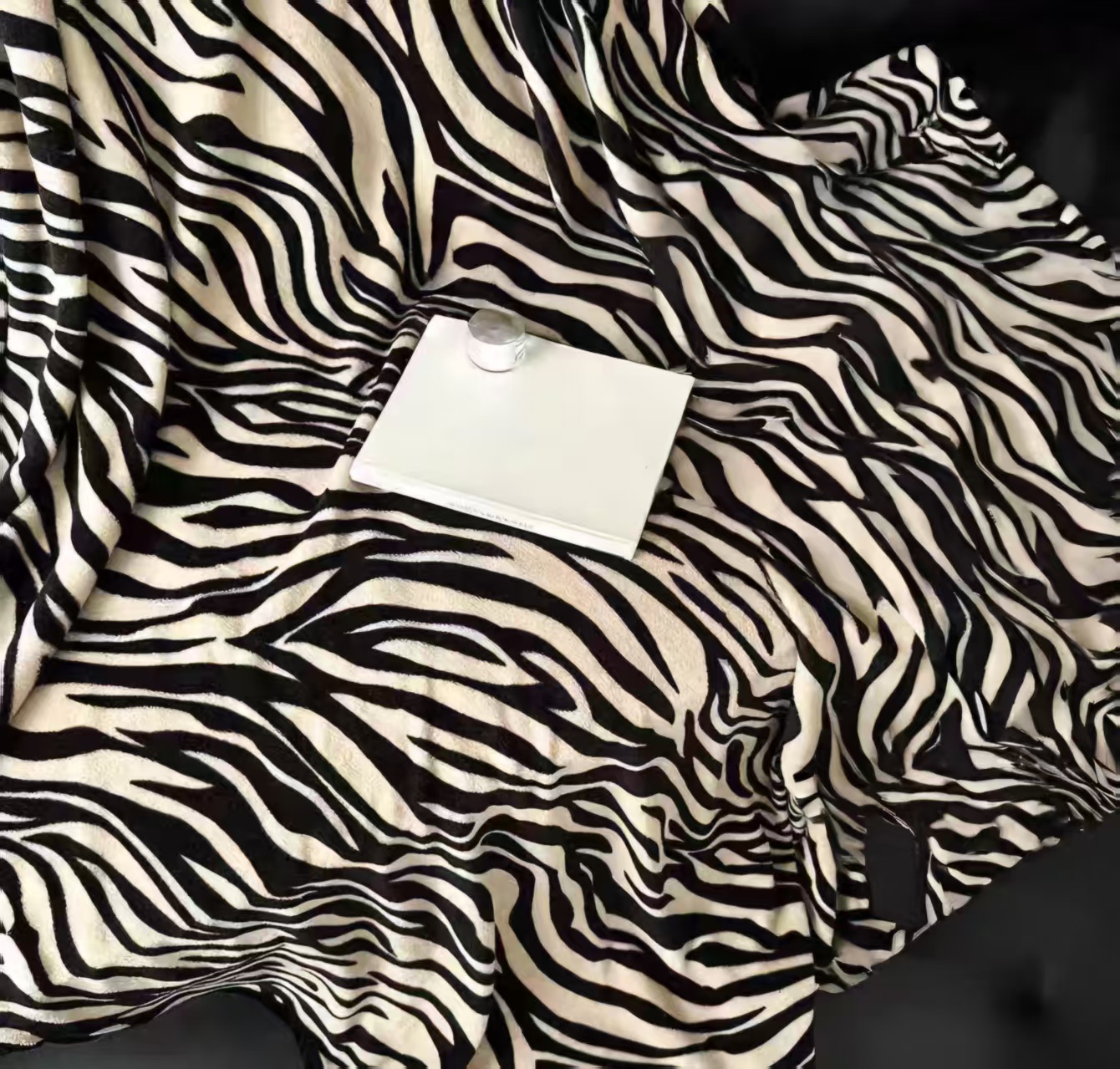 ins经典Q斑马纹双面印花毯子加厚大牌毛毯四季通用多功能休闲盖毯