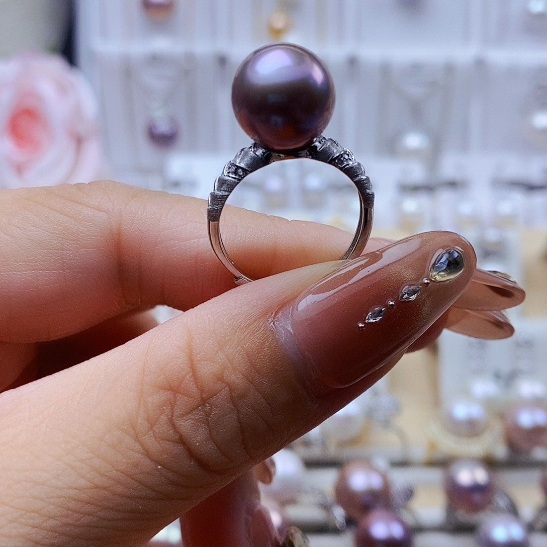 戒指银S925镶嵌淡水珍珠