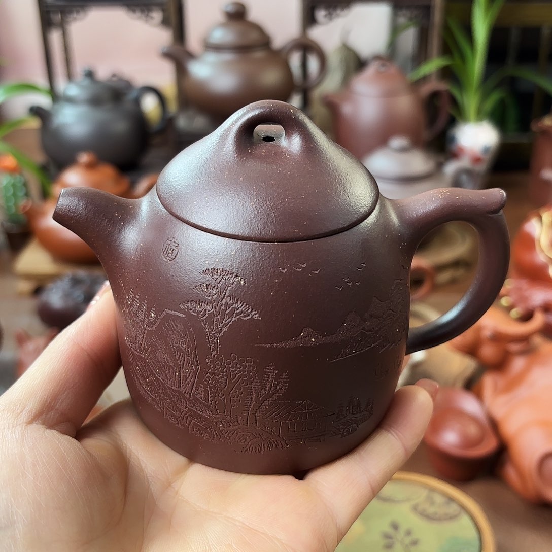茶壶紫砂秦权老紫泥160cc
