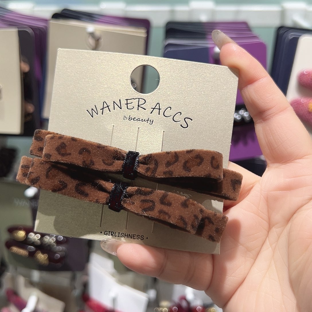 非金属豹纹蝴蝶结长鸭夹