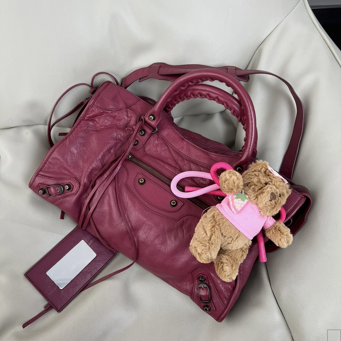 95新 Balenciaga/巴黎世家 小钉中号机车单肩斜挎包