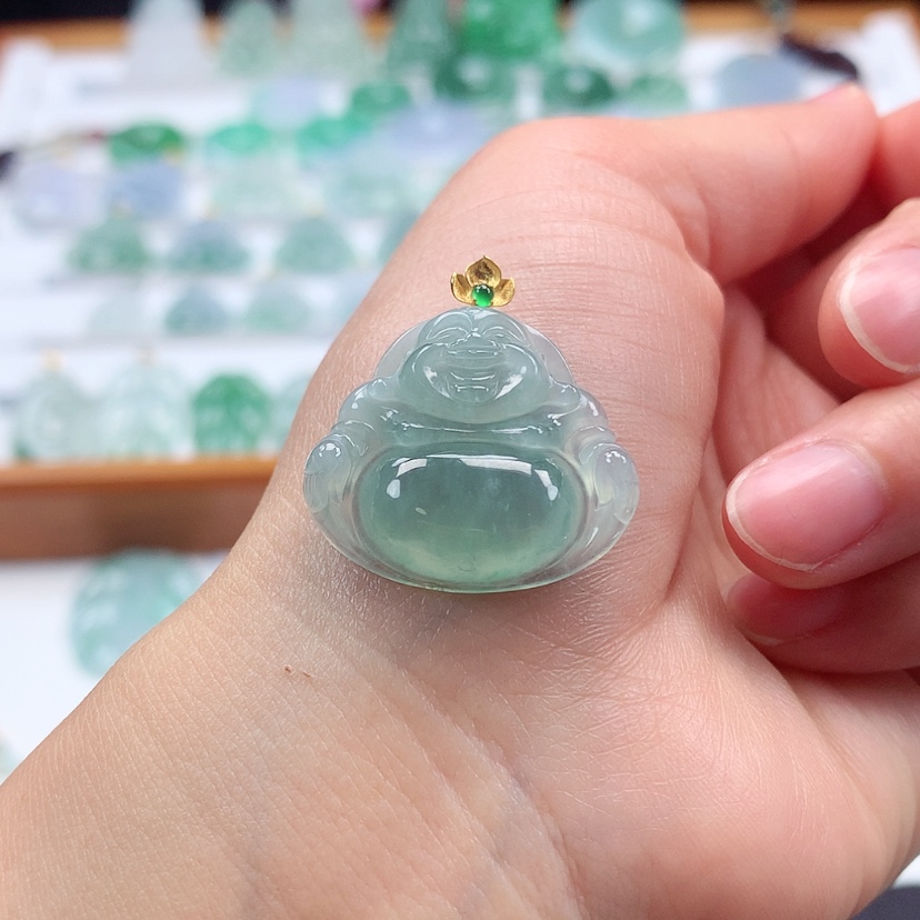 【闪购商品】翡翠吊坠(赠链)18K金镶嵌