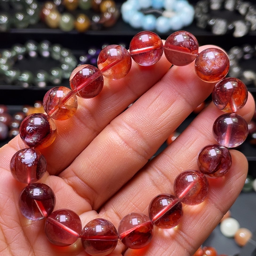 未镶嵌手链水晶牛血红胶花