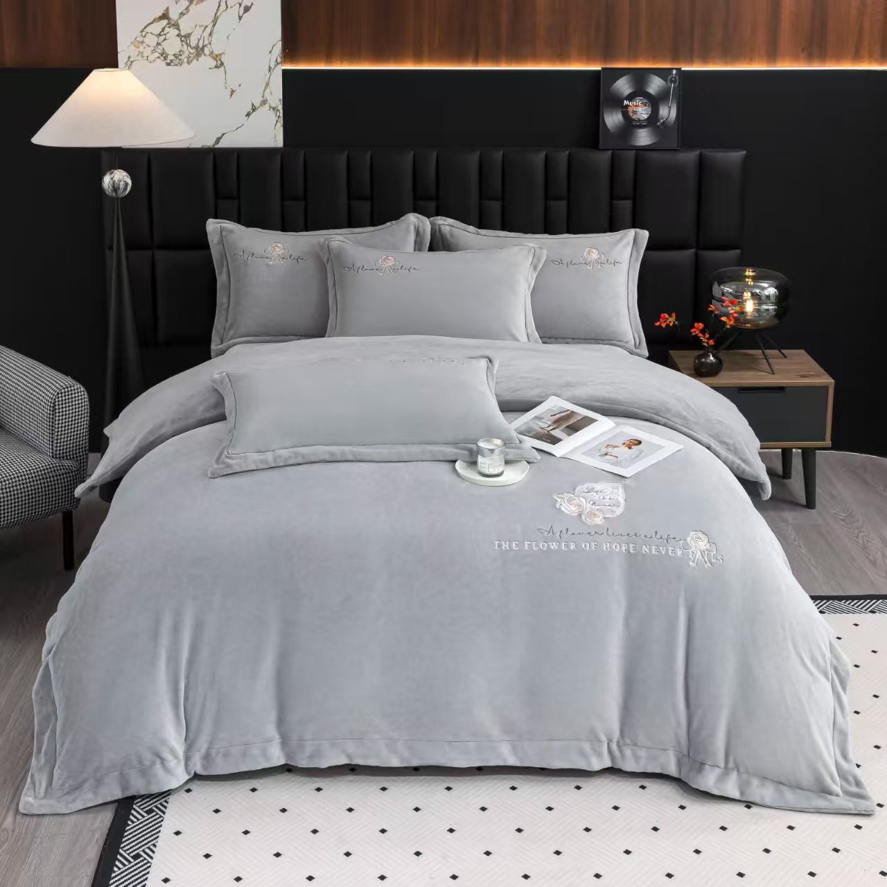 200只天丝棉磨毛四件套 纯色的