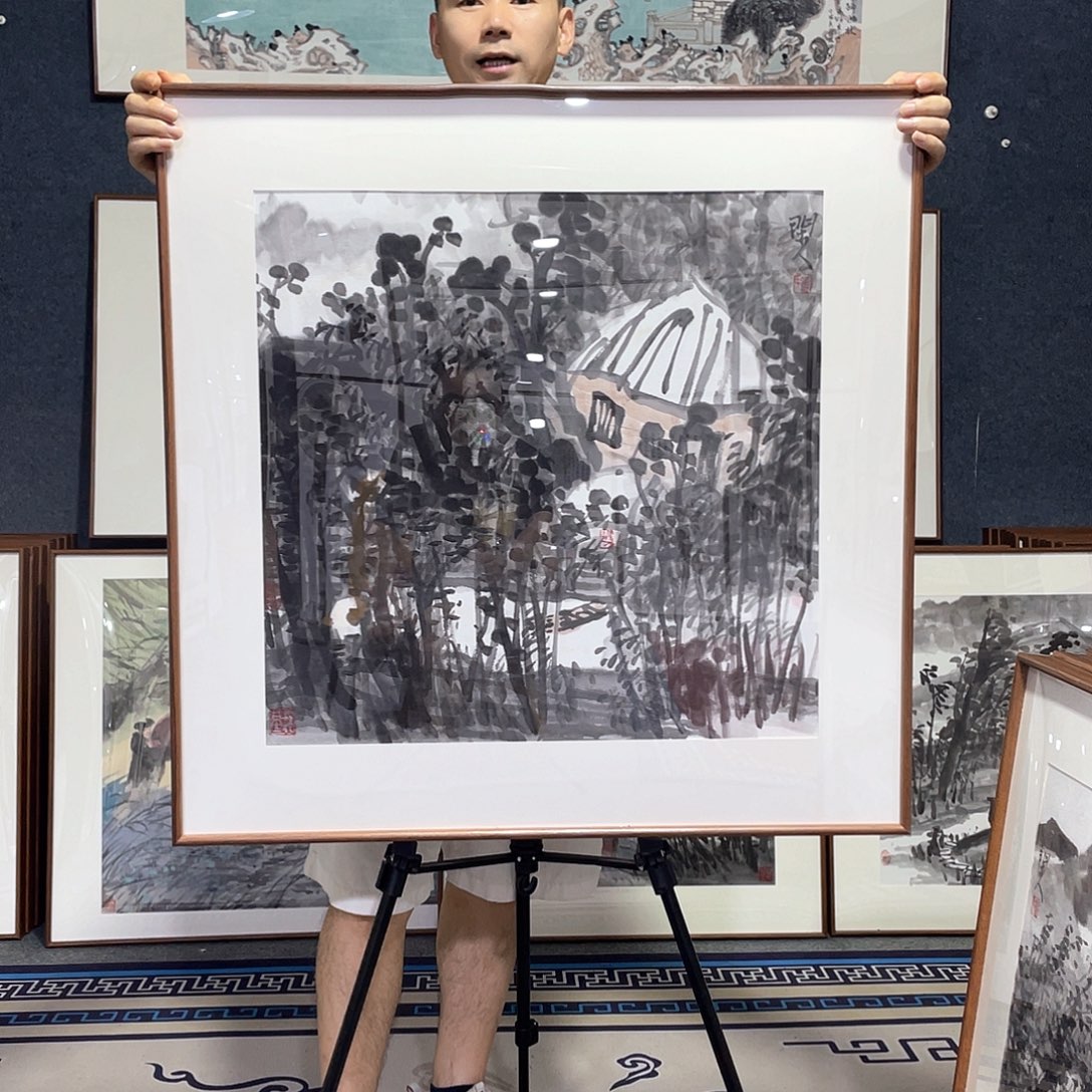 国画手绘画作品带框80/80