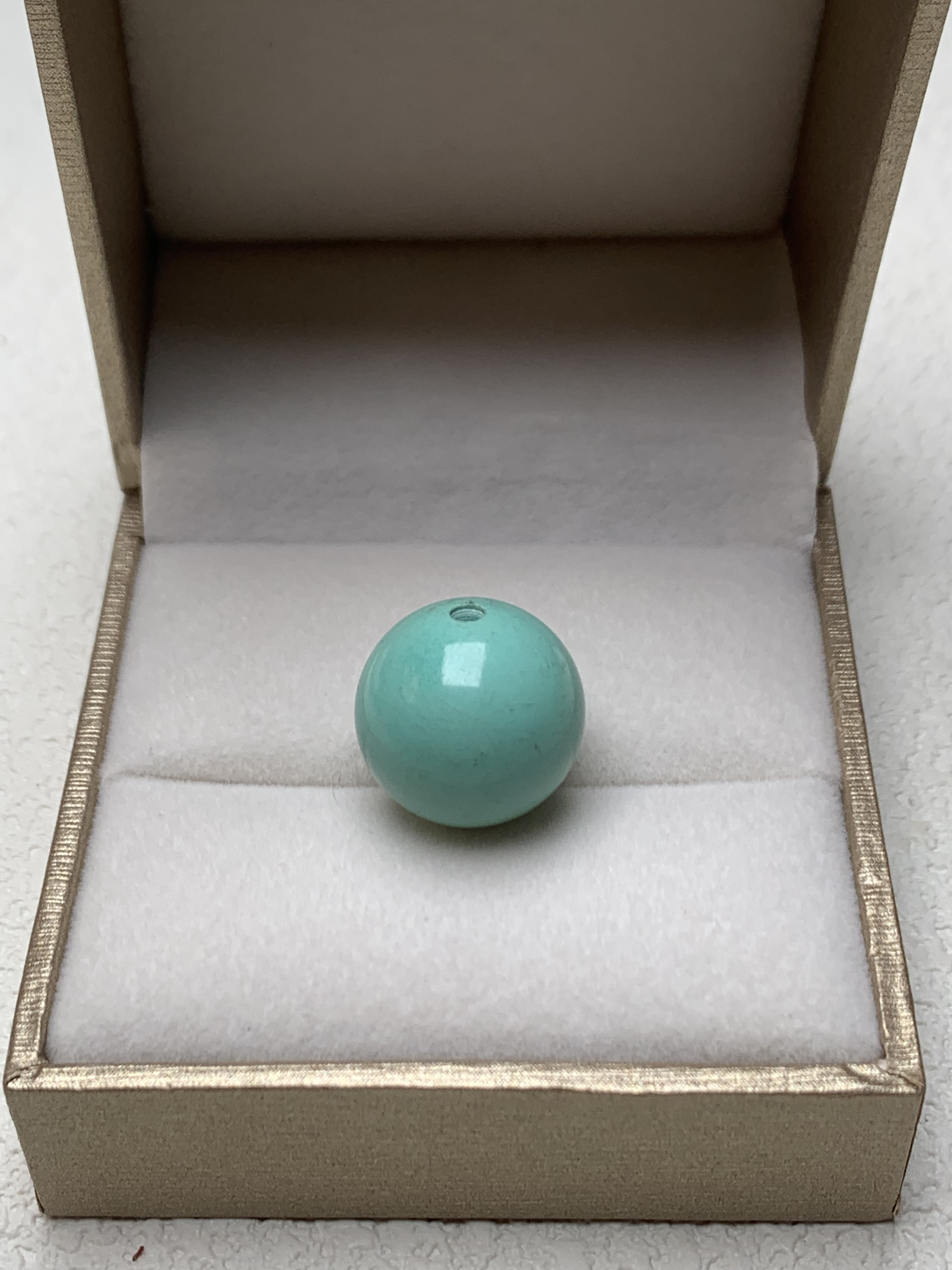 原矿绿松石圆珠，5.13克，15.9mm