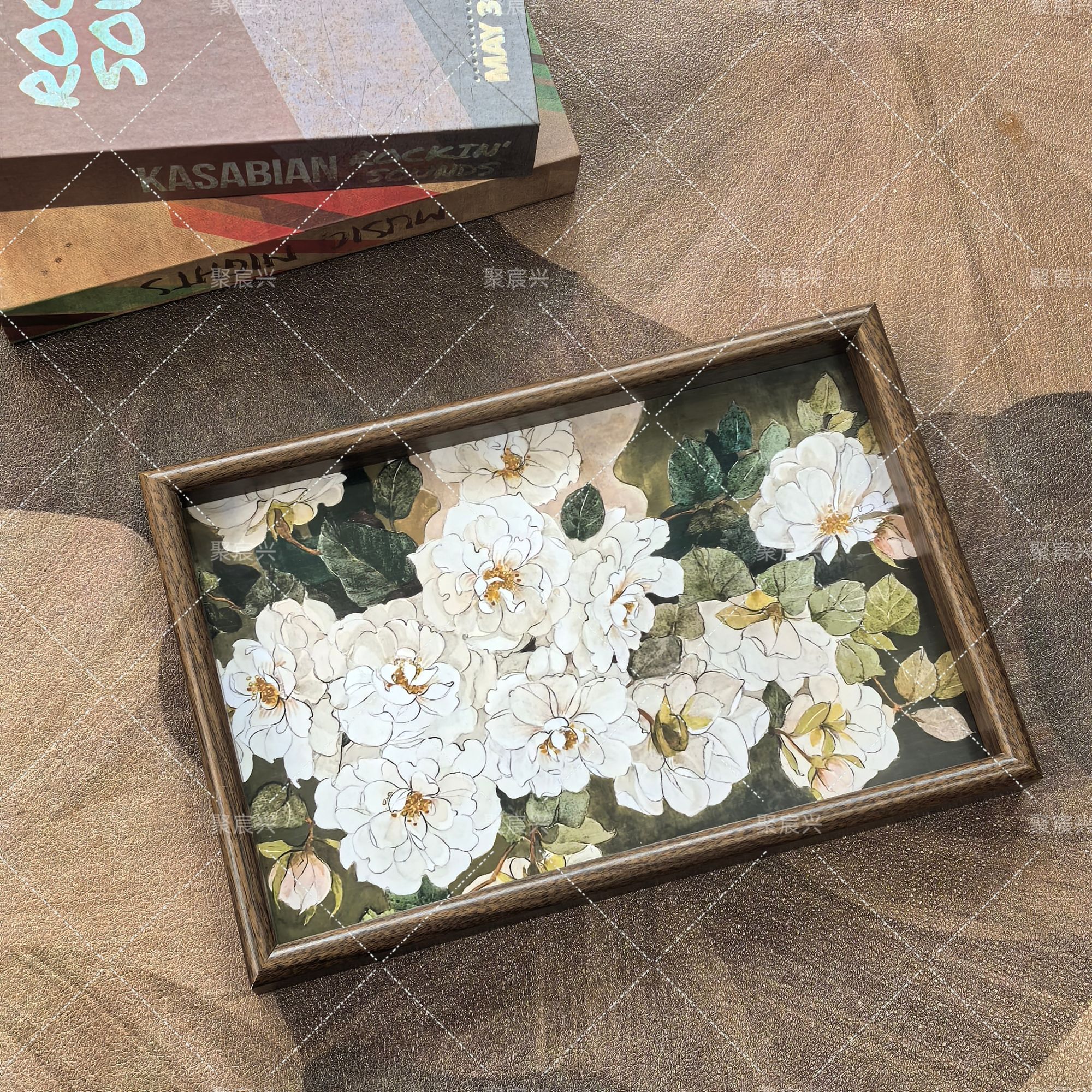 山茶花托盘无瓶款托盘收纳托盘置物盘物件收纳盘客厅桌面托盘