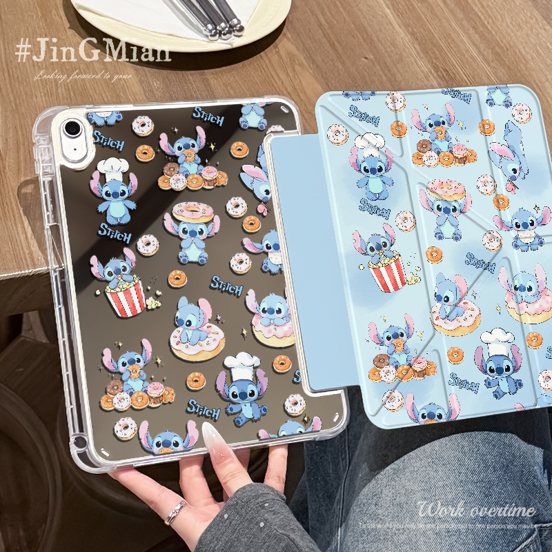 【3+Y折镜面亚克力】史迪仔苹果平板保护套ipad11小米华为air7硬壳