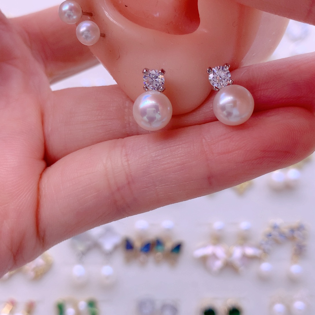 合金淡水珍珠耳饰