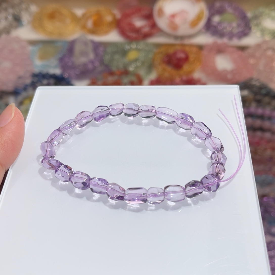 水晶未镶嵌手链99净紫水晶切割面随型单圈