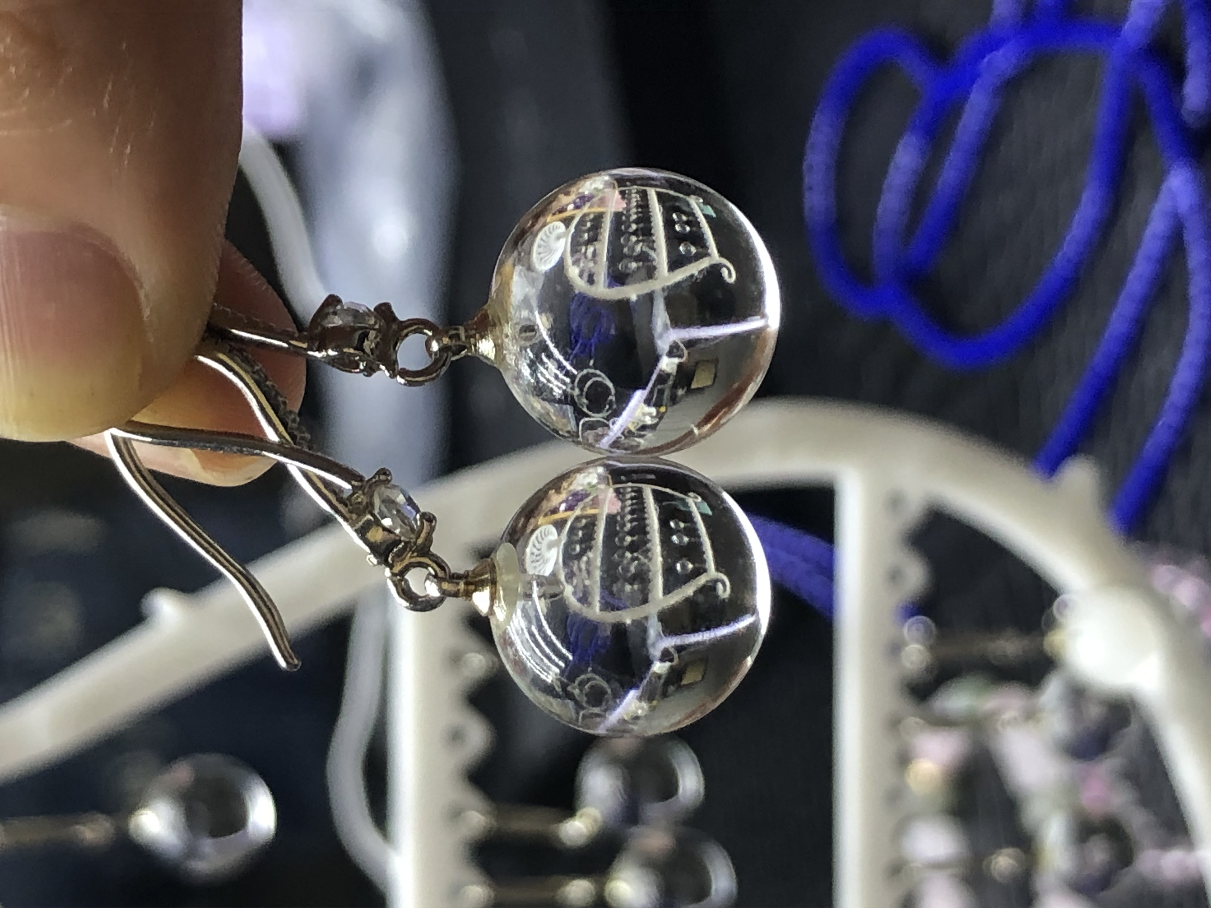 天然白水晶耳坠（耳勾款）111