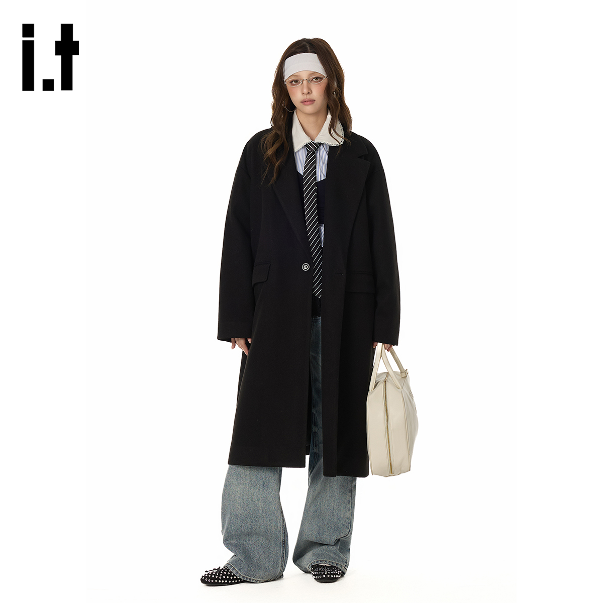 i.t GROUNDZERO男女同款秋冬外套简约保暖中长款风衣