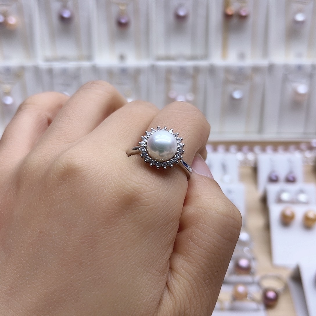 淡水珍珠戒指合金