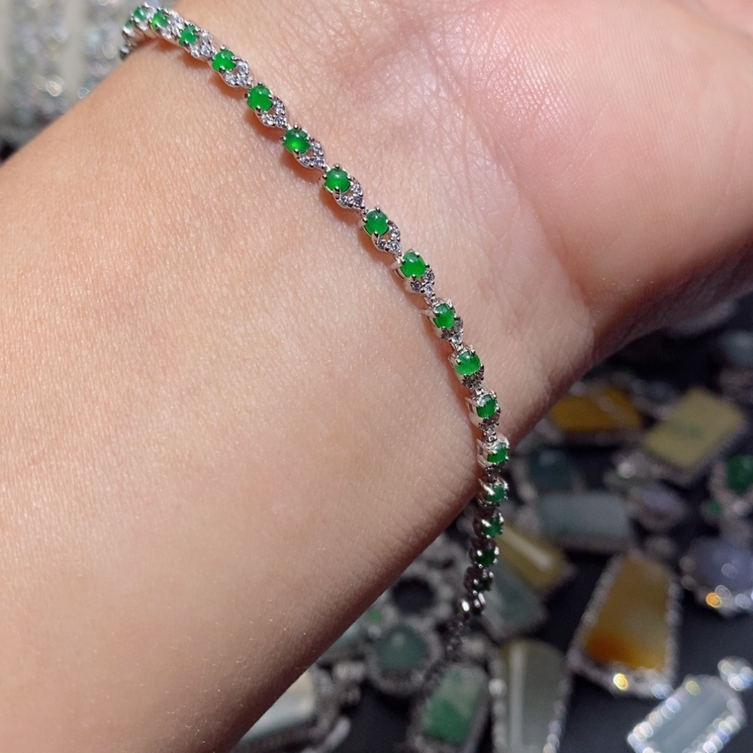 翡翠手链银S925镶嵌n jjj h