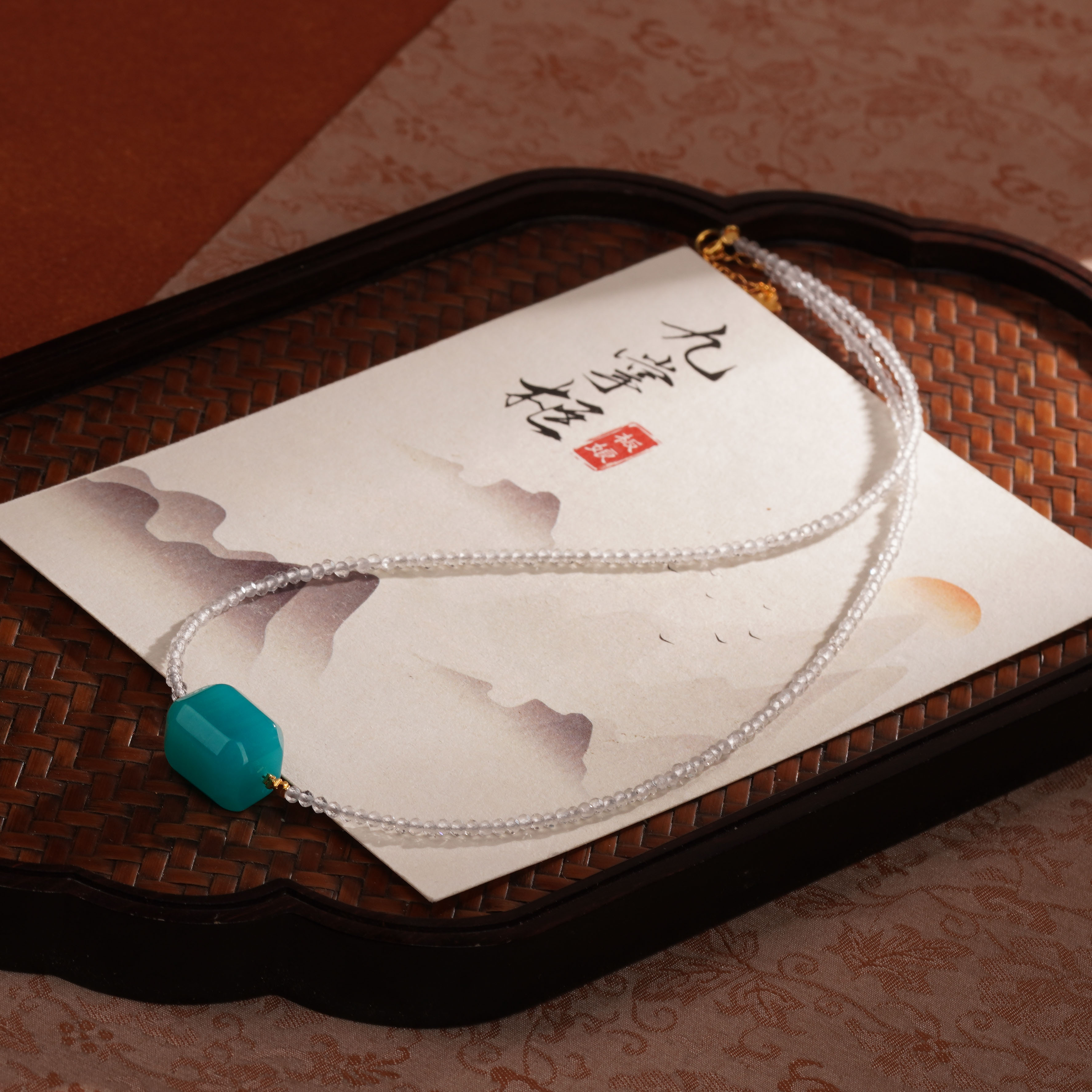 天然白水晶项链老料天河石设计款吊坠—多样性发其一