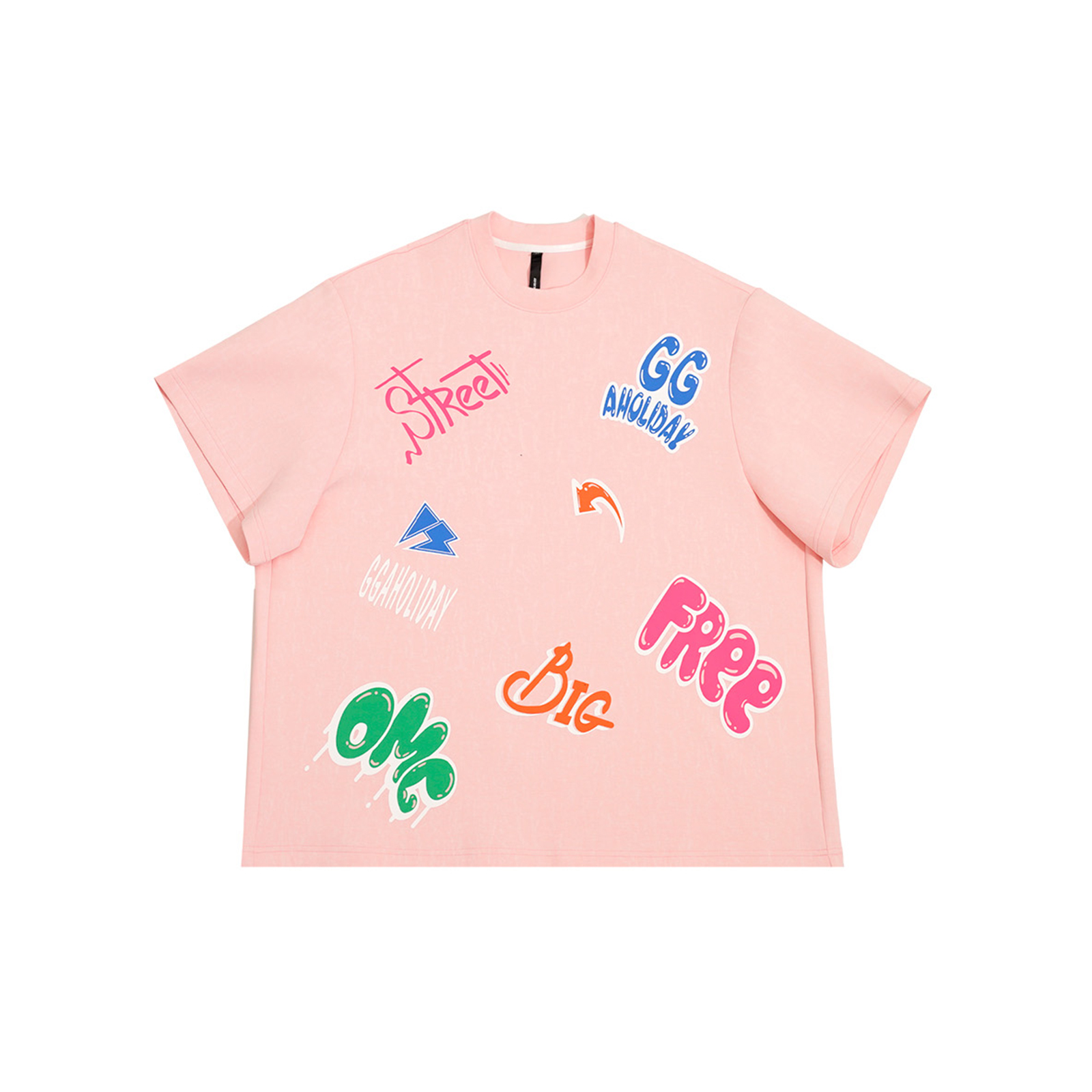 25N夏季新款轻奢高级感美式街头潮流情侣彩色字母短袖大T 152011