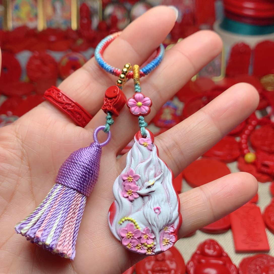 天然辰砂工艺品朱砂钥匙扣包包挂