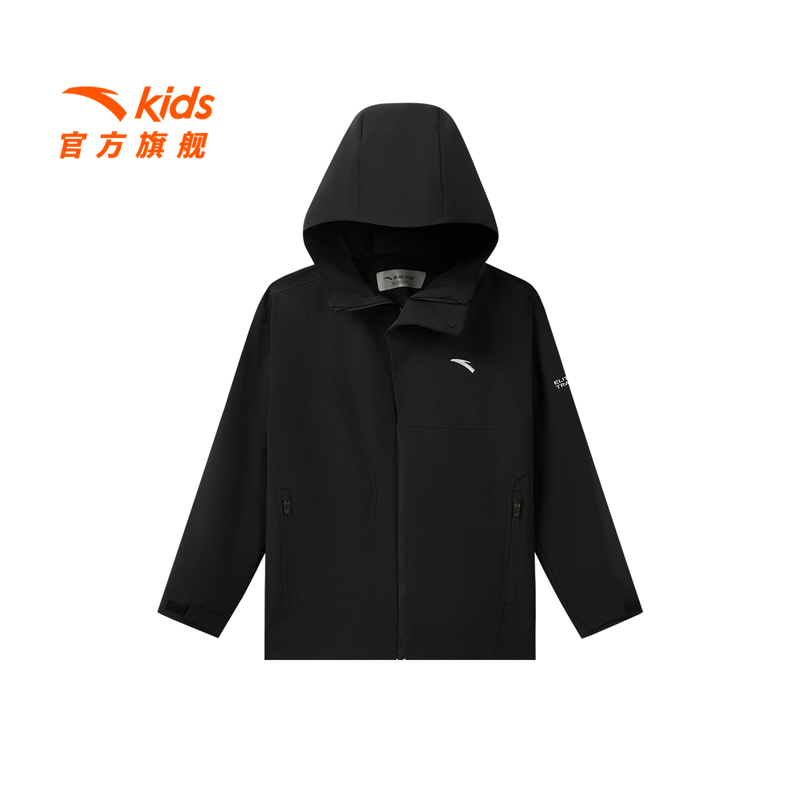 安踏儿童男大童运动上衣25春新款宽松户外运动防水连帽薄外套7601