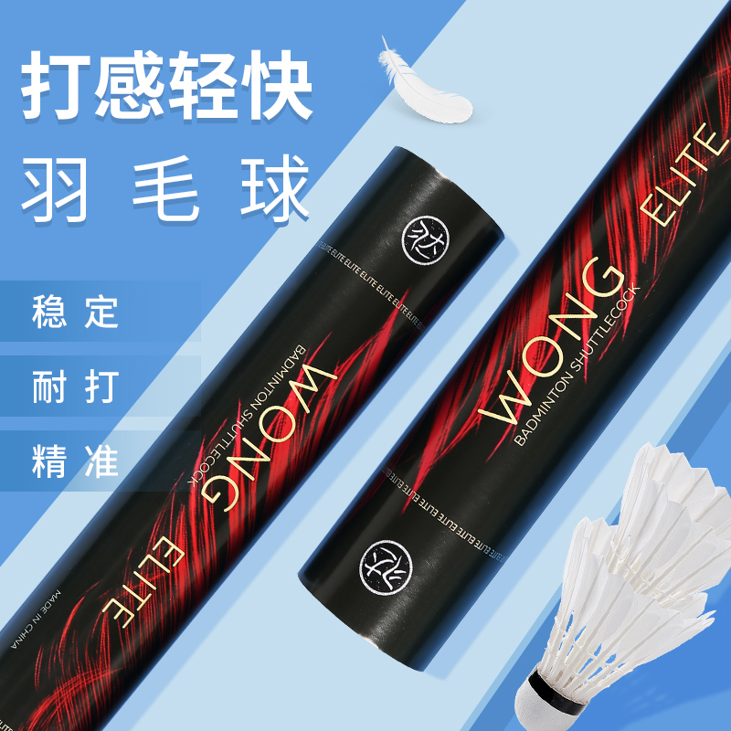 WONG羽毛球ELITE耐打耐用飞行稳定室外防风训练比赛专用