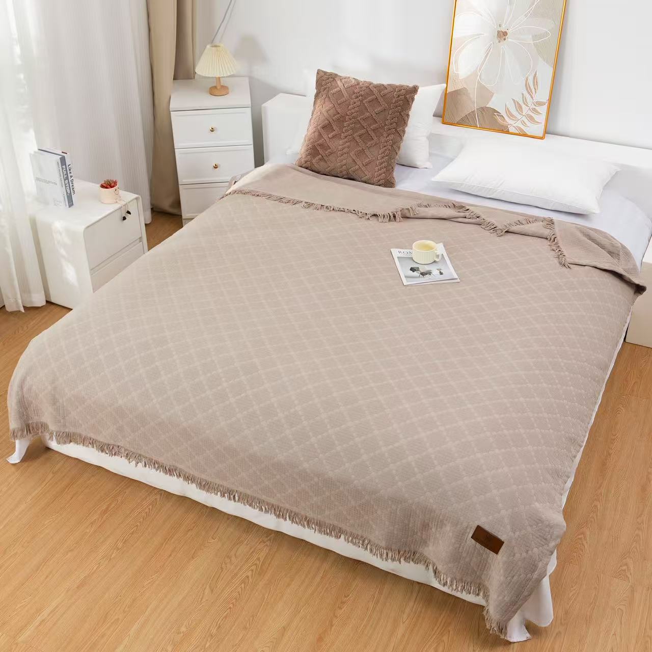 （依肤德伦沙发毯)透气提花亲肤四季通用床盖沙发巾简约