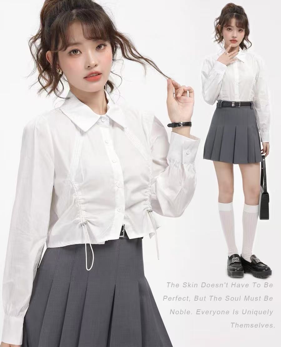 【YZ•衣系列】NN975-时尚女装设计感衬衣小众气质显瘦法式百搭百褶