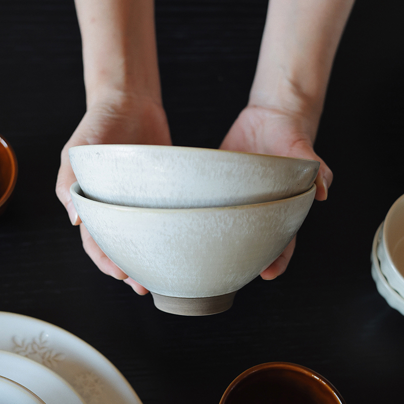 【瑕疵】Camus say6.5英寸手作细圈纹收底白色大碗2只装 16.5×8.3cm