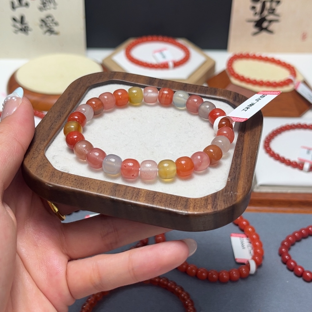 南红玛瑙未镶嵌手串川料南红多宝老型珠8mm