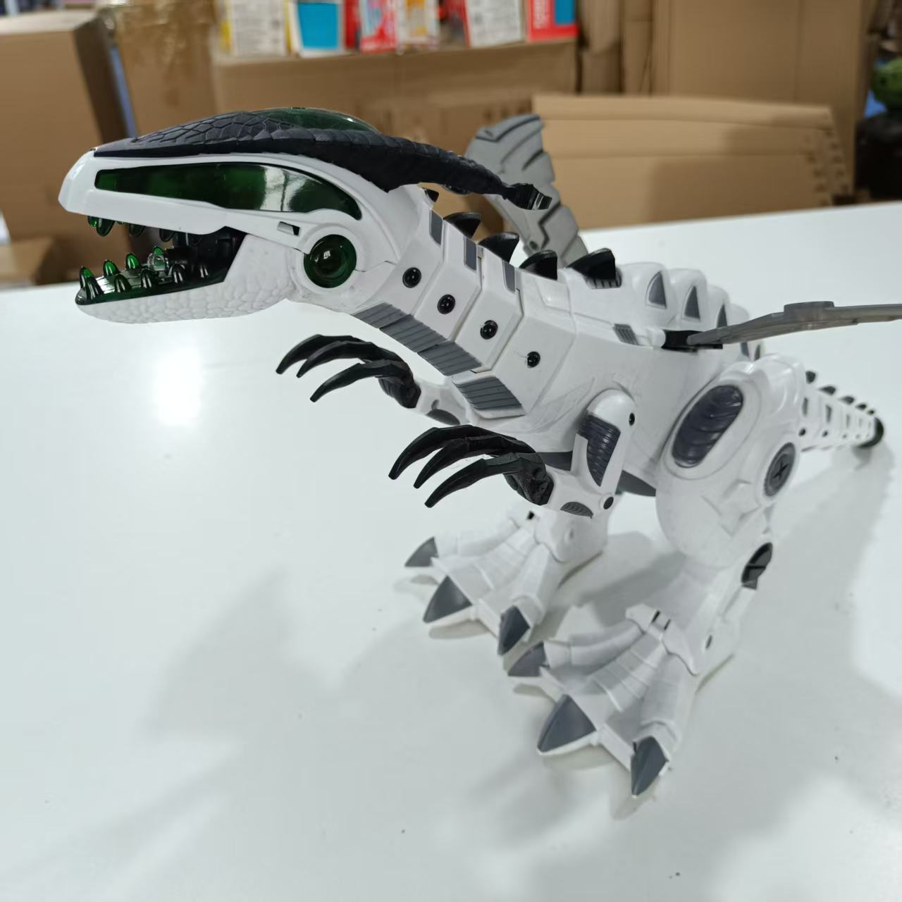 电动喷雾恐龙带灯光音效能走动机械战龙实验玩具【不送电池-电商盒