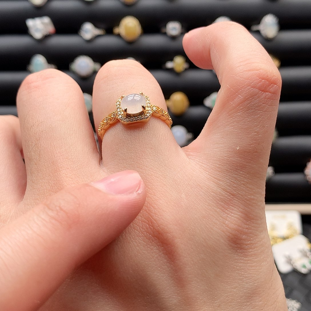 翡翠戒指银S925镶嵌0276