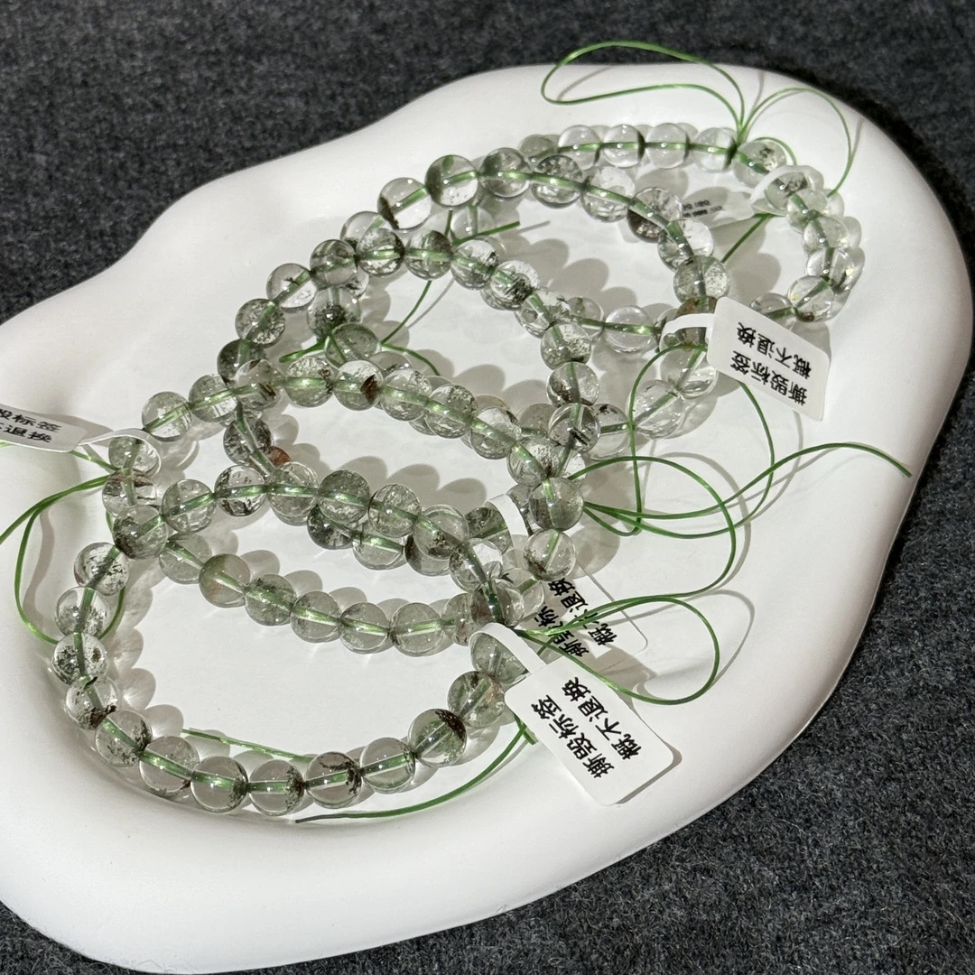 「哆啦珠宝」冰体绿幽灵9-10mm成品手串diy
