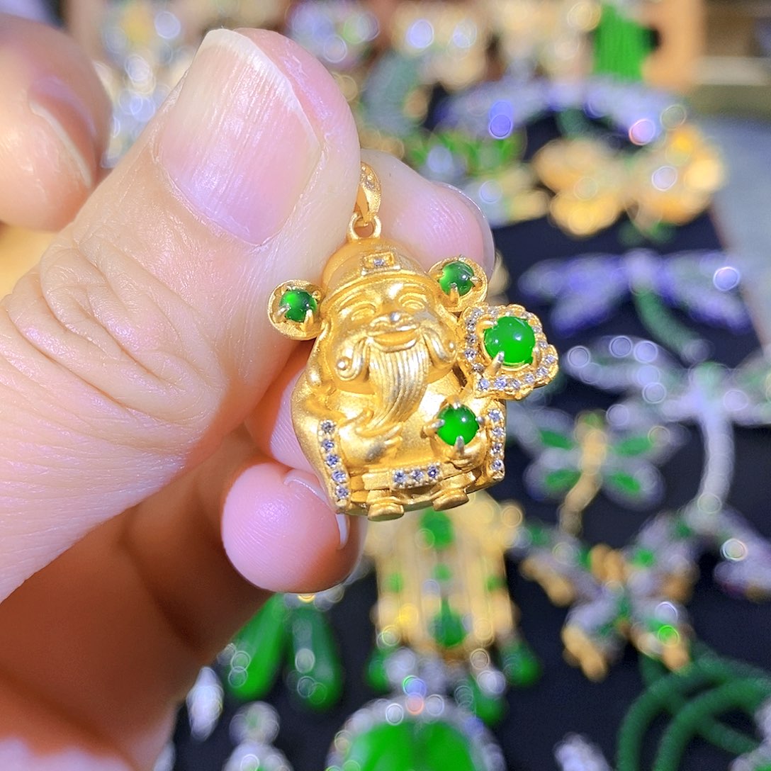 吊坠(不含链)银S925镶嵌翡翠