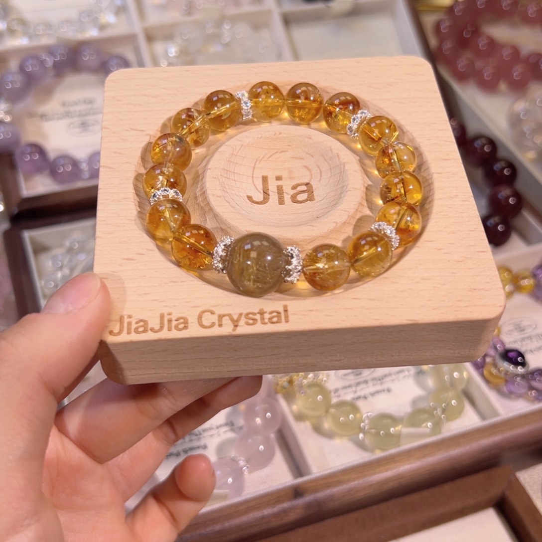 水晶手串未镶嵌黄塔晶➕金发晶 多样性发一