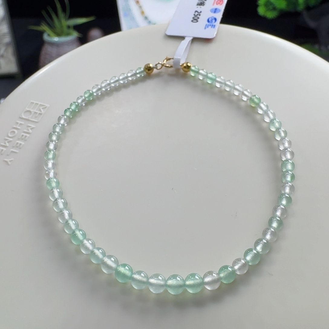 翡翠未镶嵌手链炸光双色小米珠2.8-3.8mm