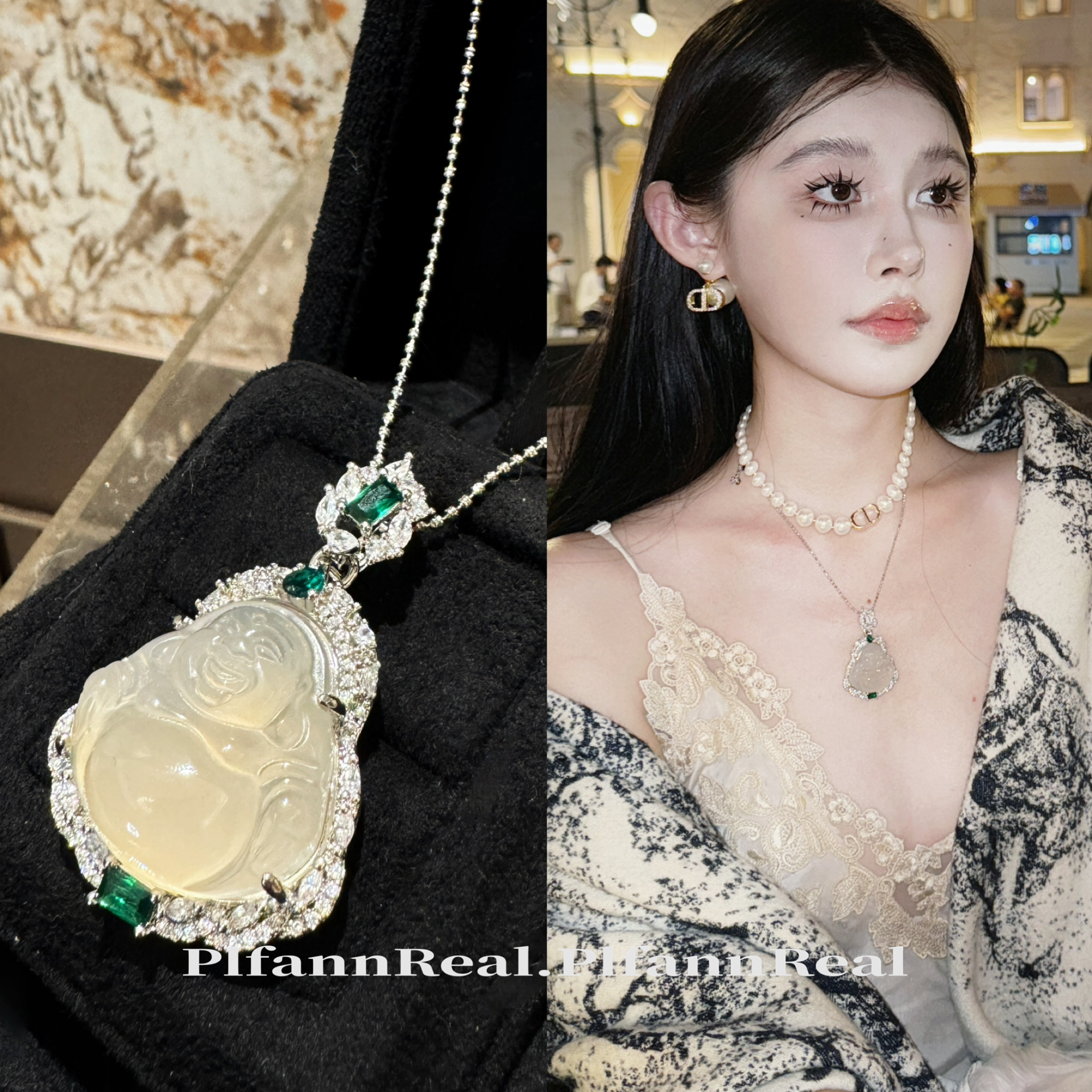 铜合金项链 P0734 锆石镶嵌佛公项链