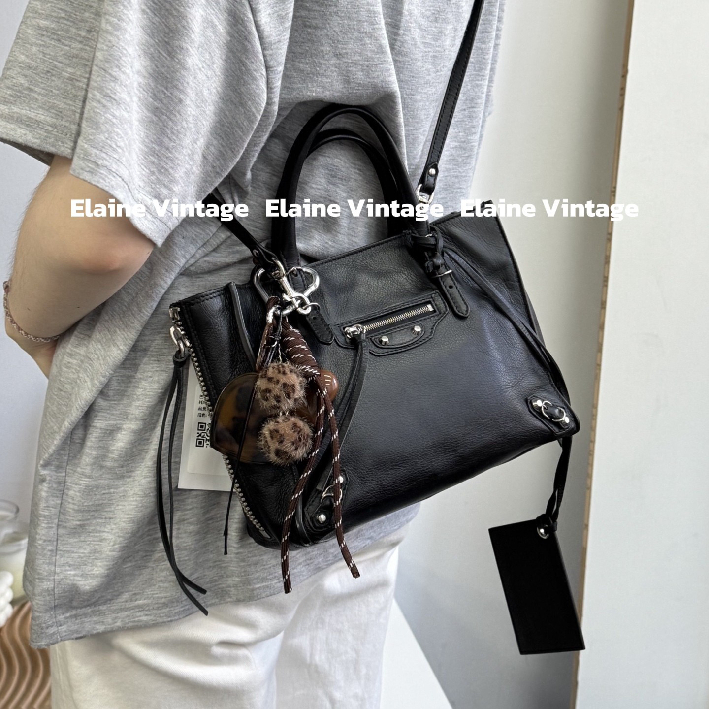 95新 Balenciaga/巴黎世家 Papier 小号机车托特包（23cm）/Y708