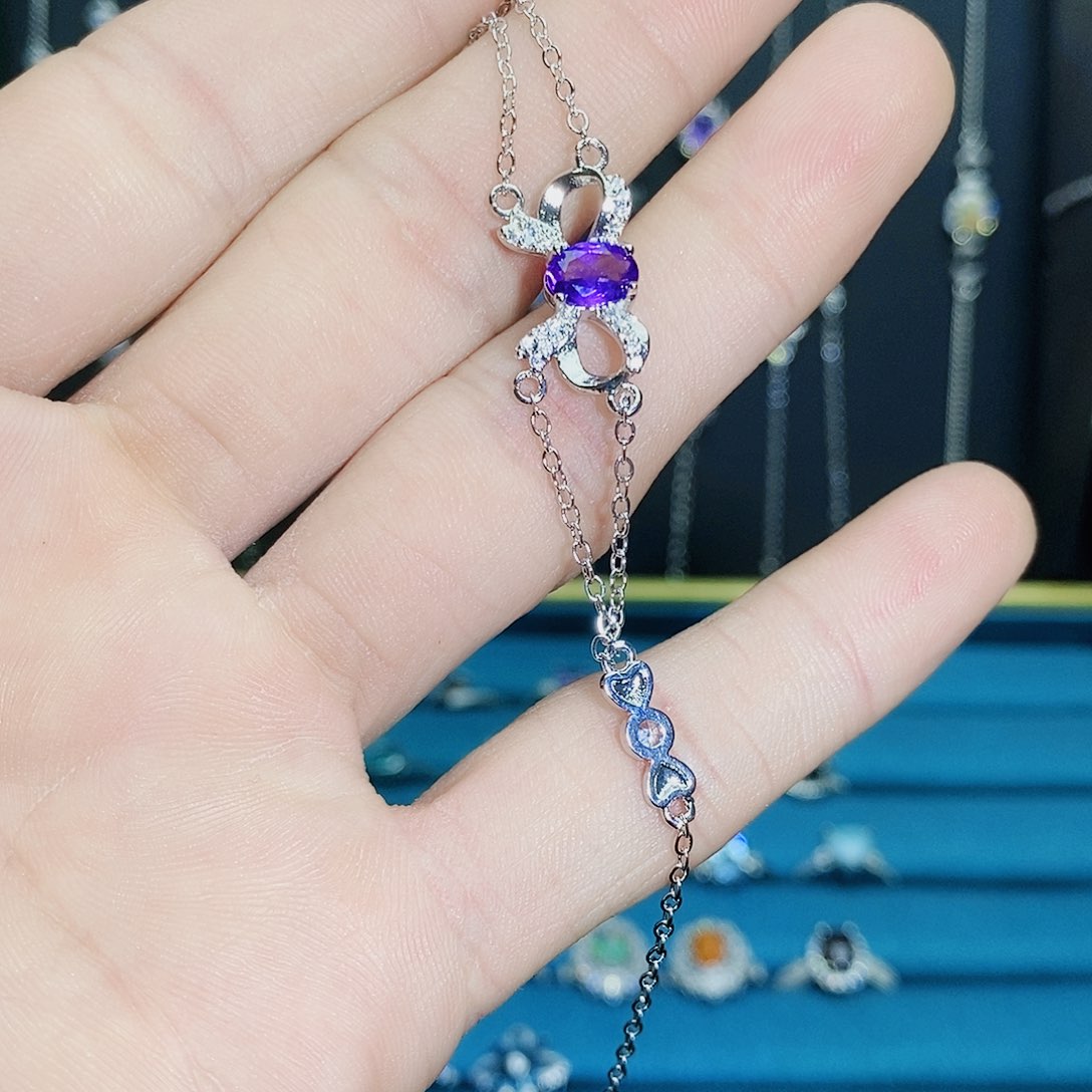 紫晶珠宝半成品银S925镶嵌