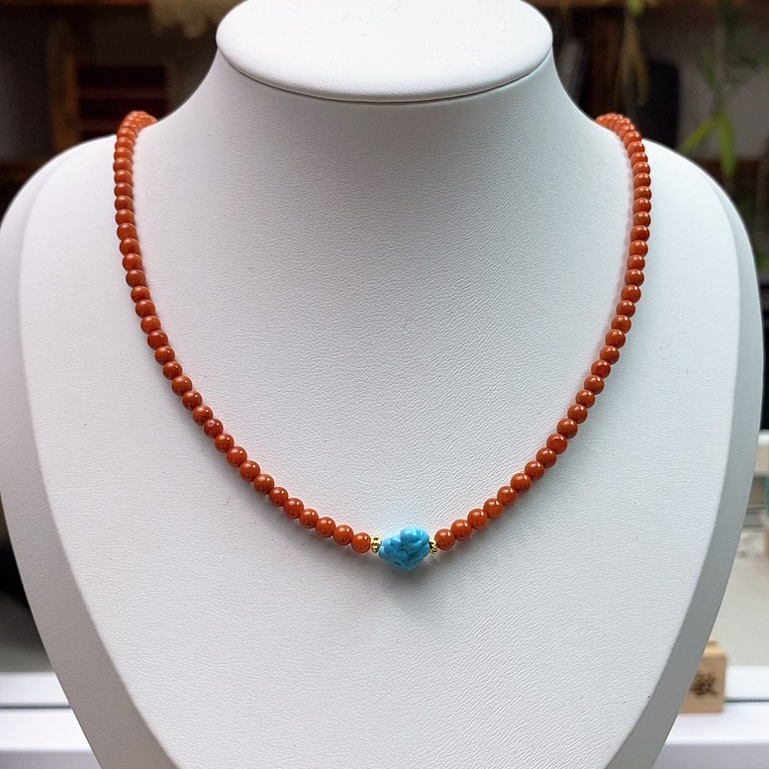 南红玛瑙精品锁骨链银S925镶嵌