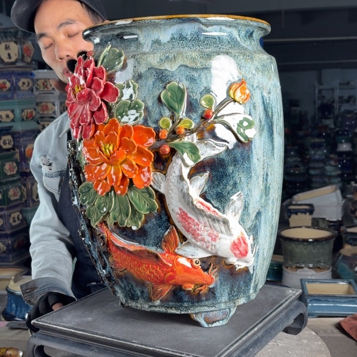 一风堂石湾花盆 内22高42