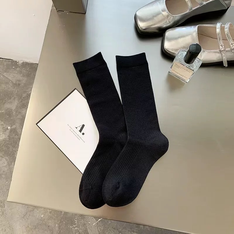 黑色堆堆袜百搭舒适透气女袜