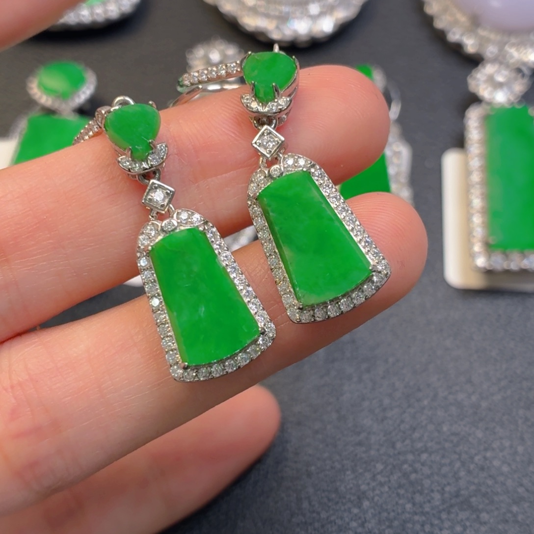 翡翠银S925镶嵌吊坠(不含链)耳坠