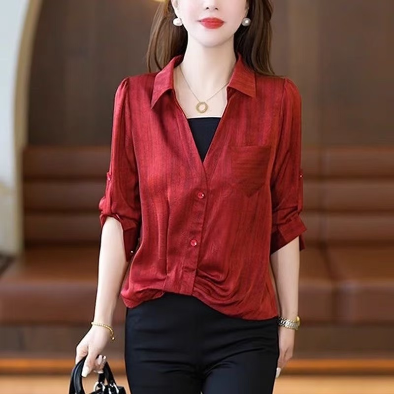 633【凡家衣橱】夏季新款设计感时尚气质宽松遮肚子显瘦假两件衬衫