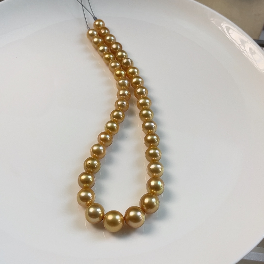s***9颈饰银S925镶嵌海水珍珠浓金10-13