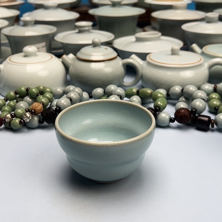 杯微微暇天青釉福禄杯原矿原釉原产地