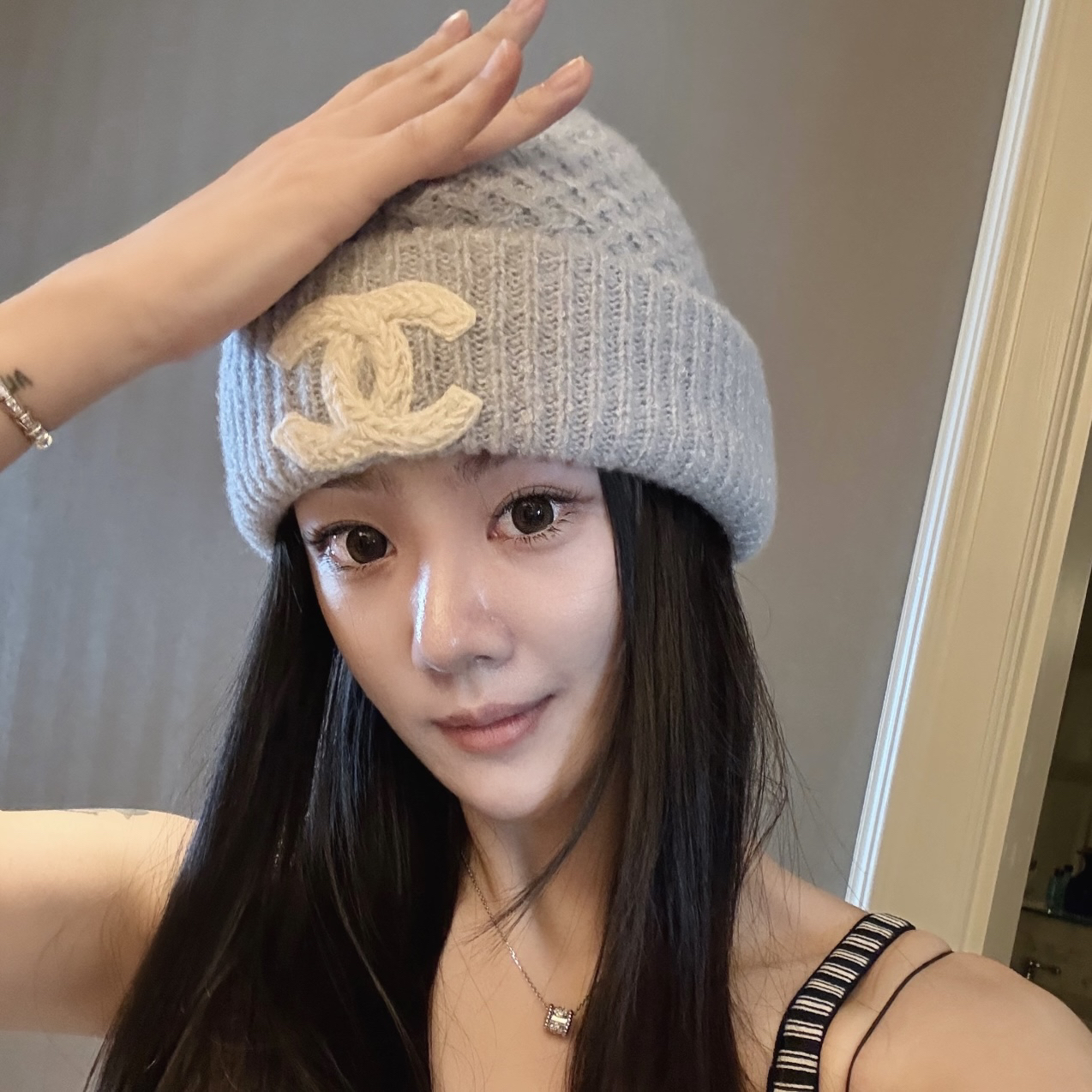 未使用 Chanel/香奈儿 【25K】 小香logo针织冷帽