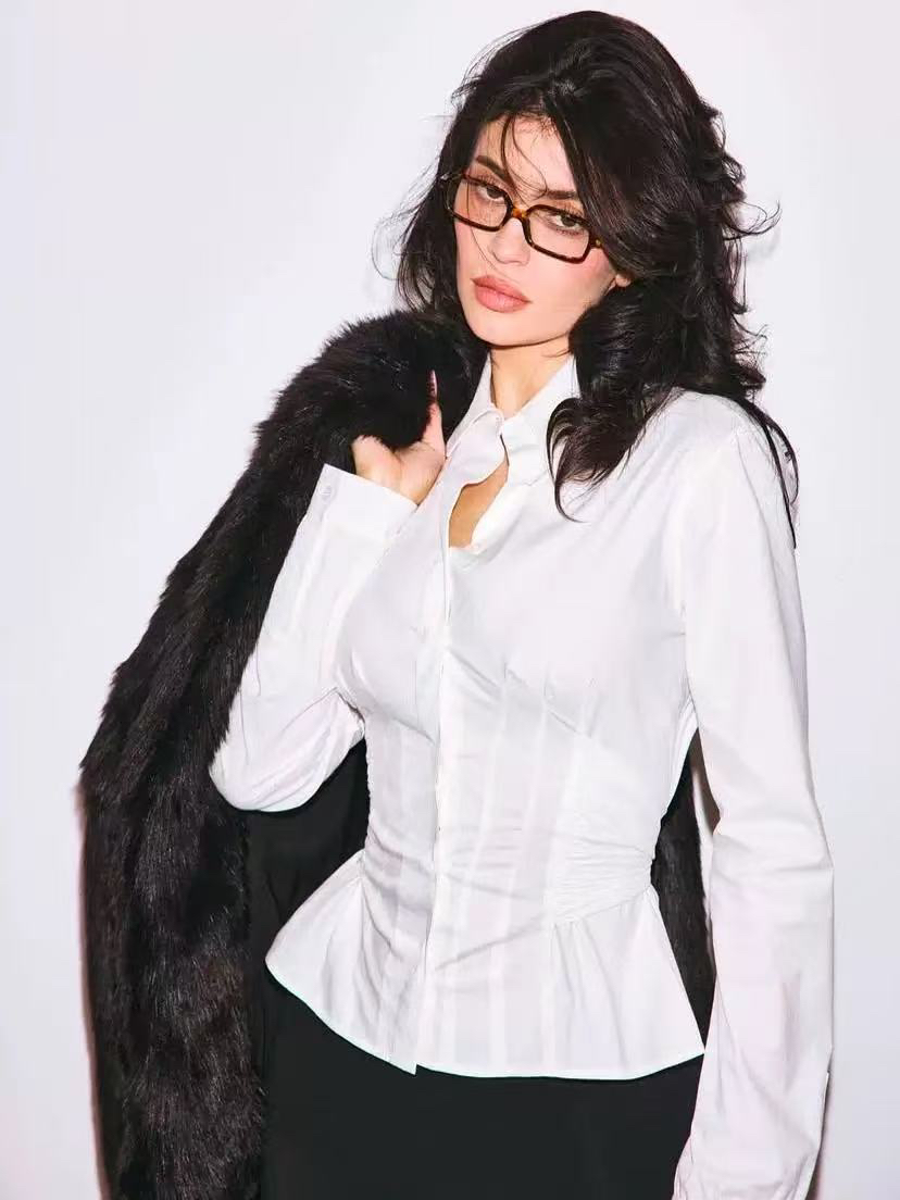 khy 法式纯欲修身小众设计背后绑带衬衫上衣