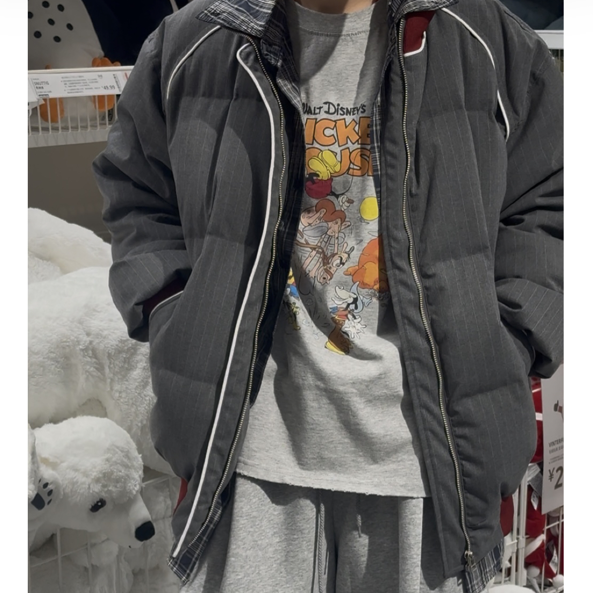 【是鸿鸿阿】立领拼红边美式羽绒女冬季加厚保暖外套