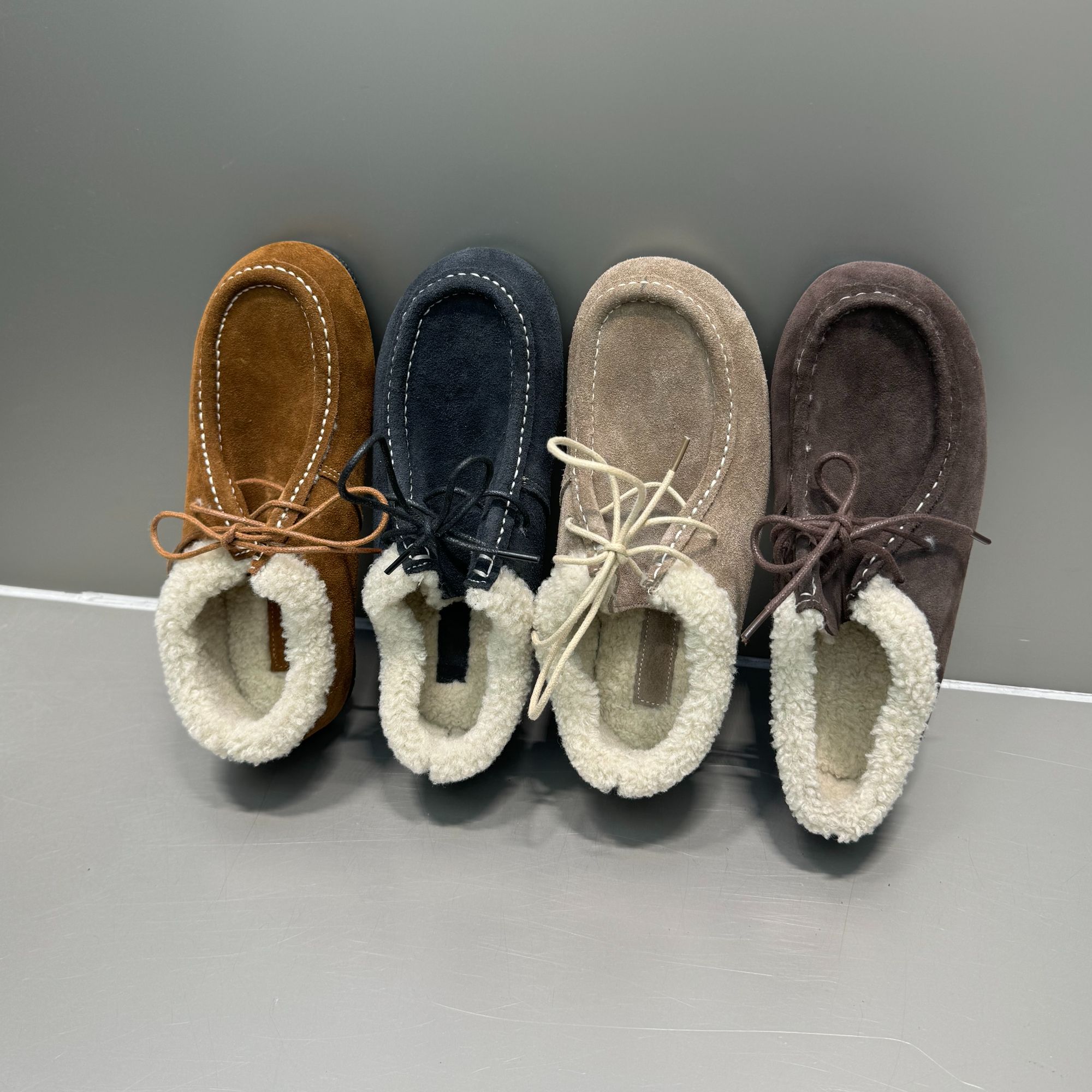 THE MIL麋鹿 小众设计头层牛皮手工加绒保暖系带舒适百搭雪地靴女