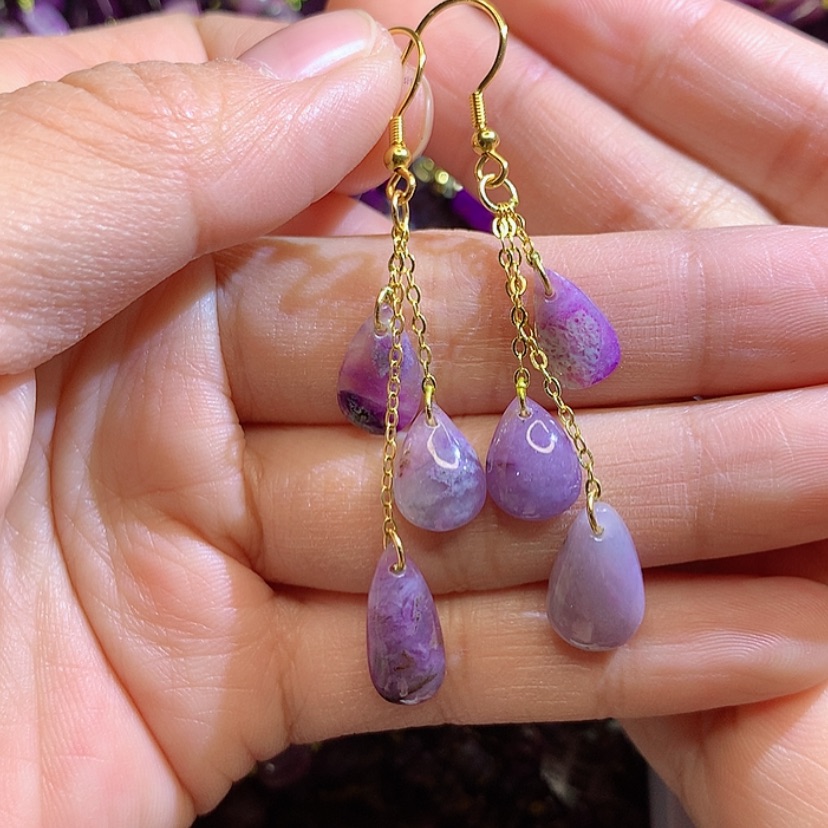 【闪购商品】苏纪石（舒俱来）耳钩银S925镀金镶嵌